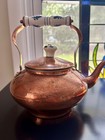 Vintage Copper Tea Kettle White blue Porcelain Handle
