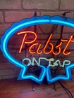 Vintage 1970s Pabst Blue Ribbon On Tap Beer Lighted Bar Neon Advertising Sign