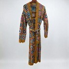 Vintage Italian Macrame Women s Crochet Rainbow Quilt Duster Sweater Coat Large