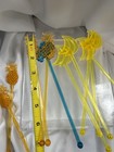 10 Swizzle Stir Sticks Fruits Cocktails Drinks Yellow Blue Orange Barware