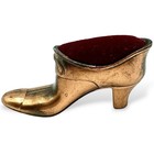 Vintage Metal Pin Cushion Copper Ladies Shoe Velvet Mcm Estate Collection