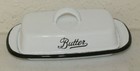 Vintage Style White Enamel Porcelain Butter Dish Holder Farmhouse Decor Kitchen