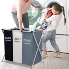 Large Divided Laundry Hamper Clothe Storage Sorter Basket Foldable Bag Organizer