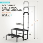 Step Stool With Single Handrail Folding Anti-slip Elderly Bed Hot Tub Kitchen