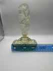 Vintage Cut Glass Perfume Bottle Tall Frosted Floral Stopper Art Deco Style 9   