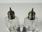Sterling Silver Top Salt And Pepper Shakers Crystal Glass