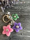Coach Bag Charm Key Chain Silver Multi Cr924 Nwt  Wildflower Cluster
