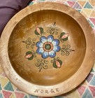 Vtg Handpainted Flowers Munising Wood Bowl 1930-70 s  Country Primitive