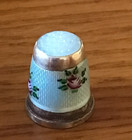 Antique Lotthammer-eber Silver And Guilloche Enamel Thimble - Rose Design Size 6