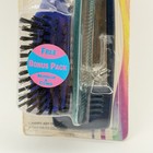 Vintage Nos  Hair Brush Comb Mirror Nylon Bristles Nib Purse Size Almar Blue