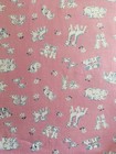 Vintage 40s Cotton Novelty Baby Animals Fabric Pink 35    Wide Selvages