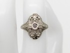 Antique 1920s  1500  10ct Natural Alexandrite 18k White Gold Filigree Ring