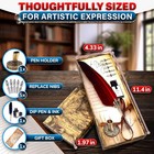 Antique Feather Pen And Ink Set - 11 4  Red 1 Count  pack Of 1   Feather 