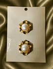 Vintage Women Gold Tone Faux Pearl Floral Shoe Clips Pair Bridal Elegant