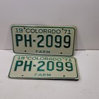 1971 Colorado License Plate Pair Farm Truck Ph-2099 Man Cave Bar