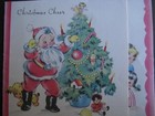 Unused 1940s Vintage Greeting Card Q Christmas Santa Decorating Xmas Tree