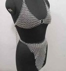 Aluminum Chainmail Top Bra Penty With Chain     Women s Medieval Larp Cosplay