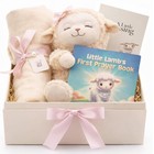 Baptism Gift For Girl     Baptism Set With 10  Praying Lamb Plush Toy Pink Bow    