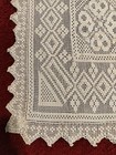 Vintage Handmade Filet Crochet Bedspread Coverlet Ivory 72x77 Lace