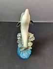 Small Vintage Plastic Resin Dolphin Dancing On A Translucent Wave Figurine 4 
