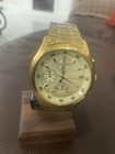 Mint Seiko V657-7100 Vintage Gold Tone Champagne Dial Chronograph Watch