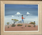 Early Duane Dishta Zuni Vintage  Painting  Framed 23 5  X 27 5 