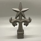 Cast Iron Silver Tone Texas Star Ornamental Fence Topper Finial Western Rustic