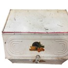 Metal Bread Box Pie Safe Cabinet White Red Trim  For Restoration