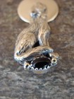 Navajo Indian Sterling Silver Hand Stamped Wolf Onyx Pendant By Yellowhair