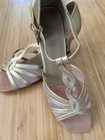 Ballroom Ladies Shoes Very Fine 1692 Light Gold   Flesh Mesh Heel 2 5  S 8