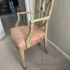 Vintage French Country Carved Shield Accent Hand Painted Ivory Chair