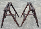 Rare Antique Late 1800s Pair Of Funeral Wood Folding Casket Coffin Stands