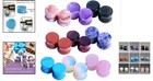 18pcs Vibrant Double Flared Tunnels - Unisex Stone Plugs Set For Ear Stretching