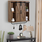 Rustic Wood Wall Storage Cabinet With Two Sliding Barn Door  3-tier Decorative F