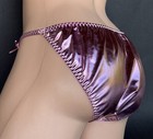 Rene Rofe Vtg Glossy Metallic Y2k Peony String Bikini L 7 Panty Underwear