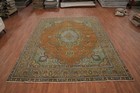 Orange Wool Traditional Living Room Area Rug 10x12 Vintage Over-dyed Carpet