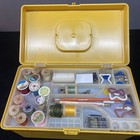 Wilson Wilhold Retro Harvest Gold Sewing Box W Handle Lots Of Contents   Tray