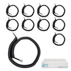 12-ft Coiled Telephone Handset Cord  Rj9 rj22  Glossy Black  10-pack - Durable  