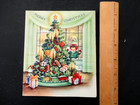 Unused Vintage  Christmas Greeting Card Children Christmas Tree Presents  6 In 