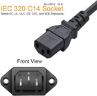 10 Pack Ac 250v 10a Iec 320 C14 Panel Mount Plug Adapter Power Connector Socket