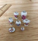 1 12 Lot Dollhouse Miniature 6 Floral Vase Set Plus 1 Decorative Display Plate