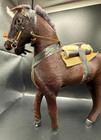 Vtg Real Fur Hide Horse Figurine 9 5  Glass Eyes Leather Saddle As Is Repair