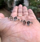 2 Pc 925 Sterling Silver   Cz Toe Rings Adjustable  High Polish  Gold Plated  21