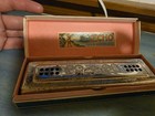 Antique M  Hohner Echo Harp Tremolo Harmonica 56 96 M 2 Key C g Double Row Case