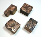 Vintage Metal And Wood Letterpress Printing Blocks Printers Blocks X4 Lot 5