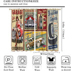 Retro Car Blackout Curtains Window Drapes Treatment vintage Car Metal Signs gara
