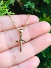 Kids Cross Necklace Chain 18k Gold Filled Jesus Pendant 19x11mm  Dije De Cruz