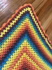 Vintage Afghan Crochet Knit Handmade Granny Throw Blanket Rainbow 59   x 42   