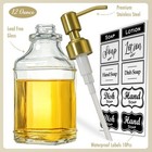 Antique Square Glass Soap Dispenser With Golden Rust Proof Pump  Refillable S   