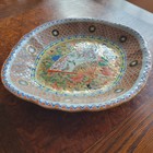 Antique Chinese Export Famille Rose Canton Medallion Fan Porcelain Dish Plate